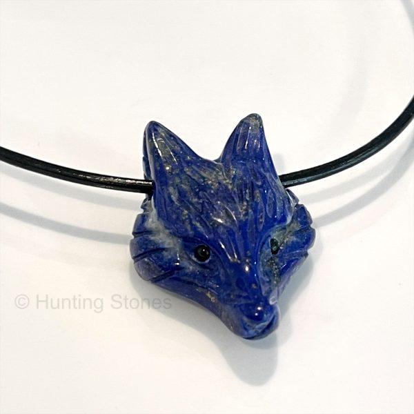 Lapis Lazuli Wolf Leather Necklace