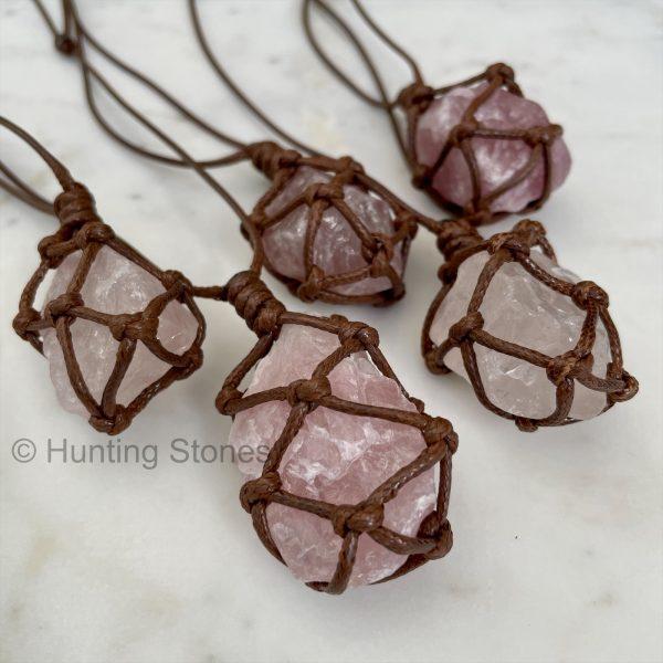 Wrapped Rose Quartz Crystal Necklace