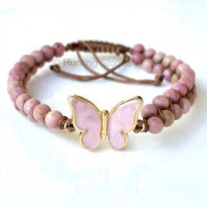 Rhodonite Mother of Pearl Butterfly Bracelet