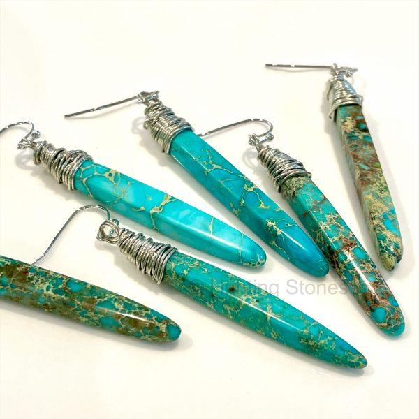 Blue Sea Sediment Jasper Silver Earrings