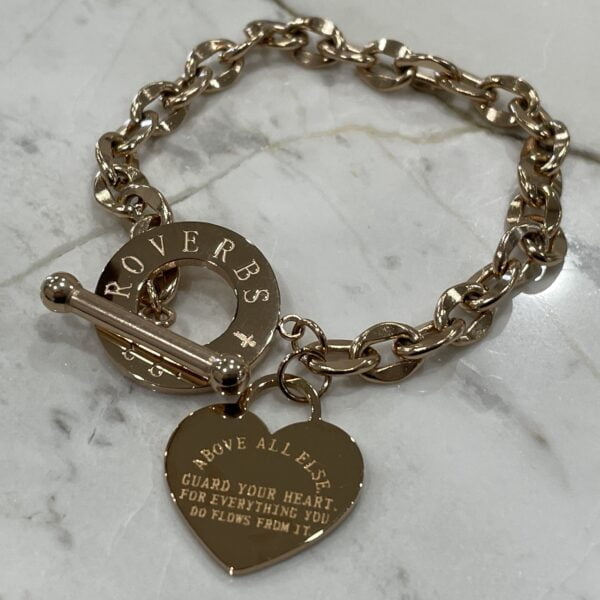 Quality Stainless Steel Proverb Heart Bracelet