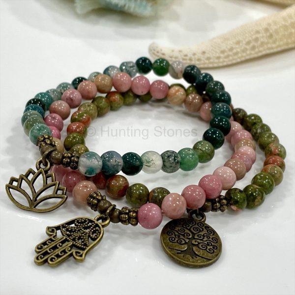 Lotus Hasma Tree of Life Gemstone Bracelet