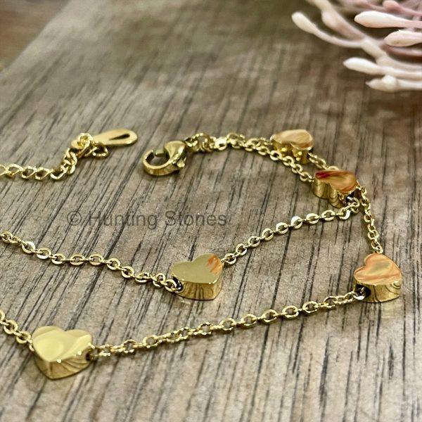 Gold Double Layer Heart Bracelet