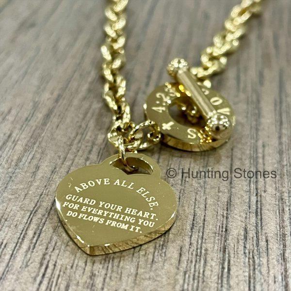Gold Proverb Heart Necklace