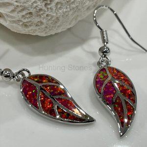 Leaf Fire Opal Earrings