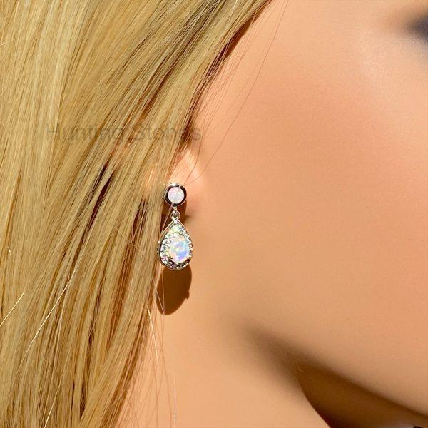 Teardrop Fire Opal Earrings
