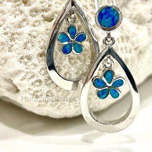 Flower Teardrop Fire Opal Earrings