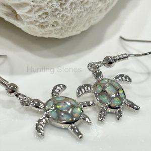 Sea Turtle Fire Opal Earrings