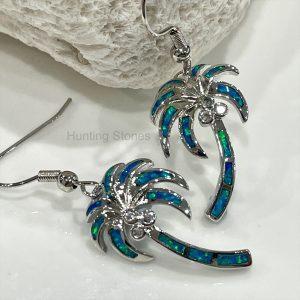 Palm Tree Fire Opal Earrings