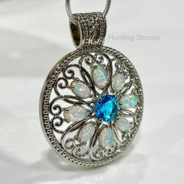 Mandala Fire Opal Necklace