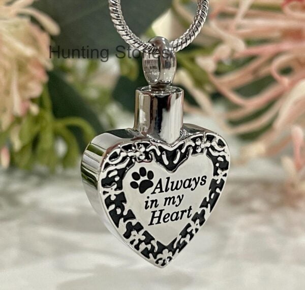 Silver Heart Pet Memorial Urn Necklace