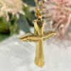 Gold Wing Cross Memorial Urn Necklace