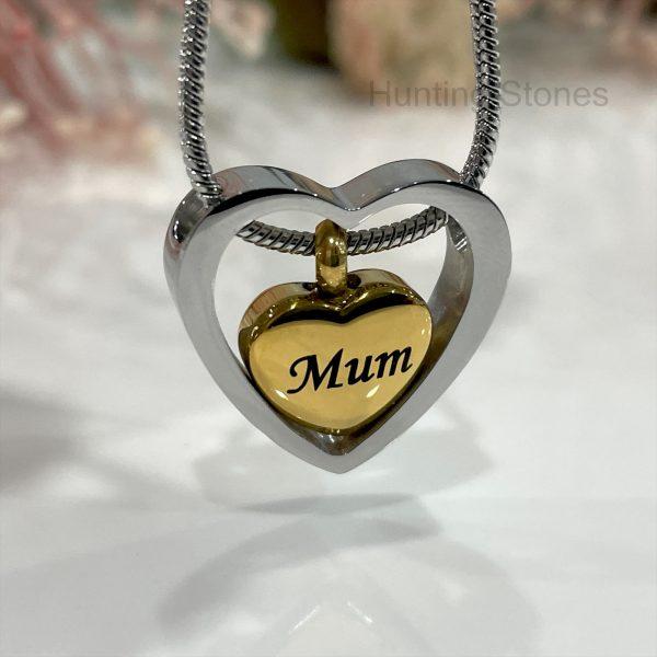 Mum Floating Heart Memorial Urn Necklace