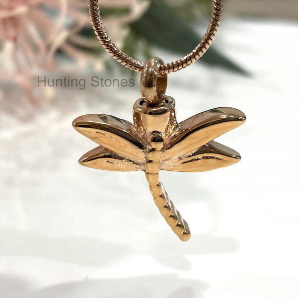 Rose Gold Dragonfly Memorial Urn Necklace