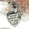 Crystal Paw Heart Memorial Keepsake Cremation Ashes Urn Pendant Necklace