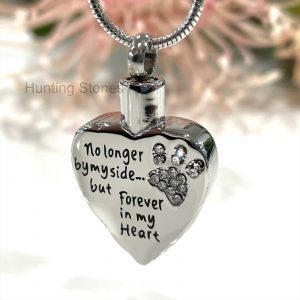 Crystal Paw Heart Memorial Keepsake Cremation Ashes Urn Pendant Necklace