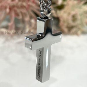 Silver Cross Memorial Urn Necklace