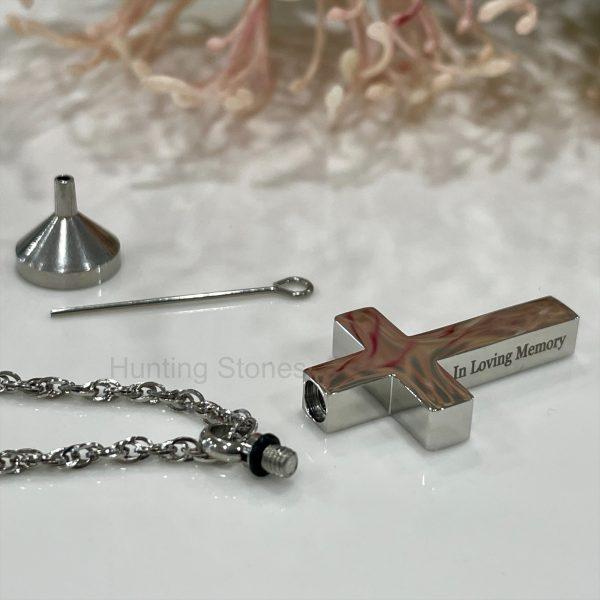 Silver Cross Memorial Urn Necklace