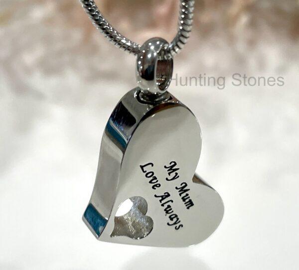 Silver Heart Memorial Urn Necklace