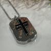 Silver Cross Tag Memorial Urn Necklace