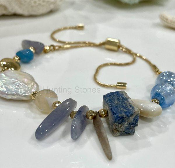 Gold Lapis Lazuli Slide Bracelet