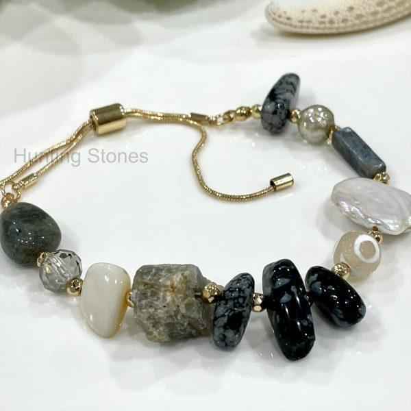 Gold Obsidian Slide Bracelet