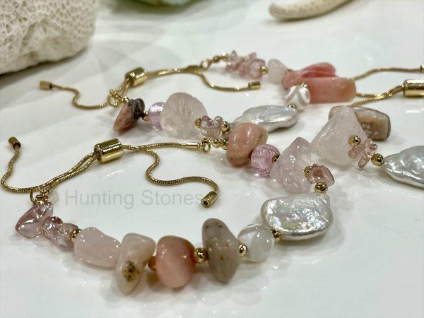 Gold Pink Opal Slide Bracelet