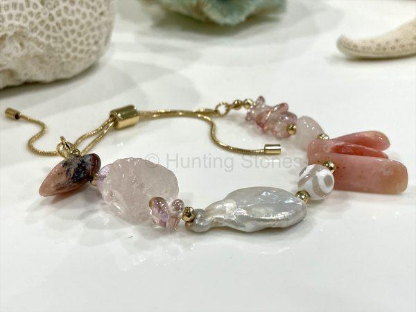 Gold Pink Opal Slide Bracelet