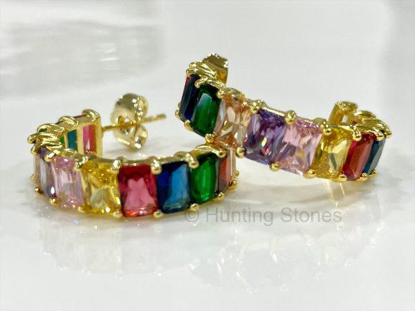 Rainbow Crystal Hoop Earrings