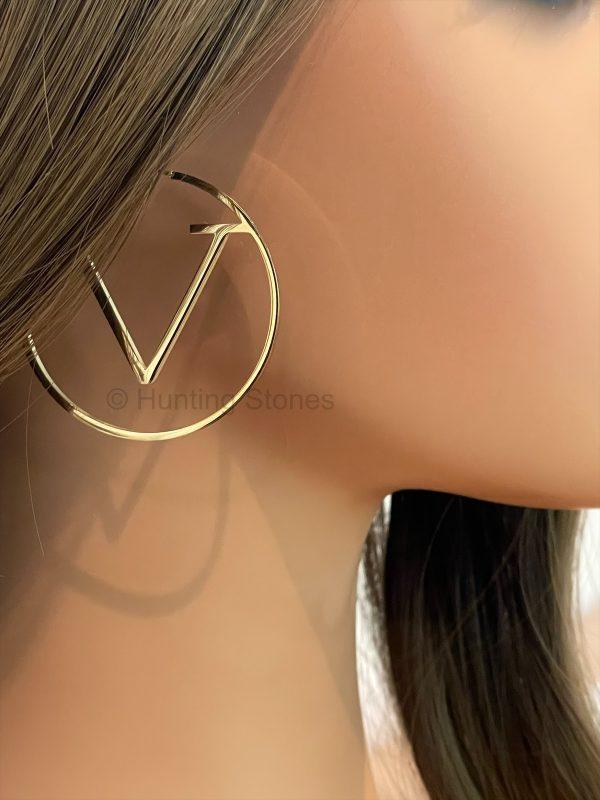 Gold V Hoop Earrings