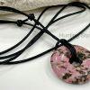 Matrix Rhodonite Leather Necklace