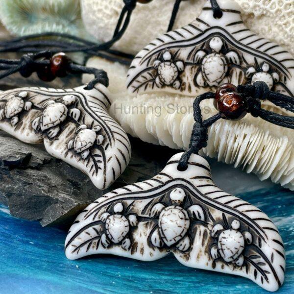 Unisex Whale Tail Turtle Surfer Necklace -  Love Strength and Endurance