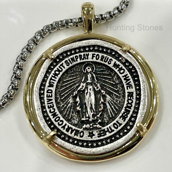 Unisex Virgin Mary Coin Necklace