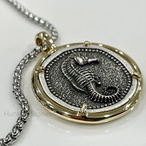 Unisex Seahorse Coin Necklace