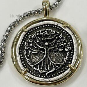 Unisex Sacred Celtic Tree Of Life Coin Necklace