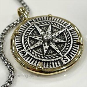 Unisex Compass Coin Necklace