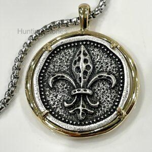 Unisex Fleur De Lis Coin Necklace