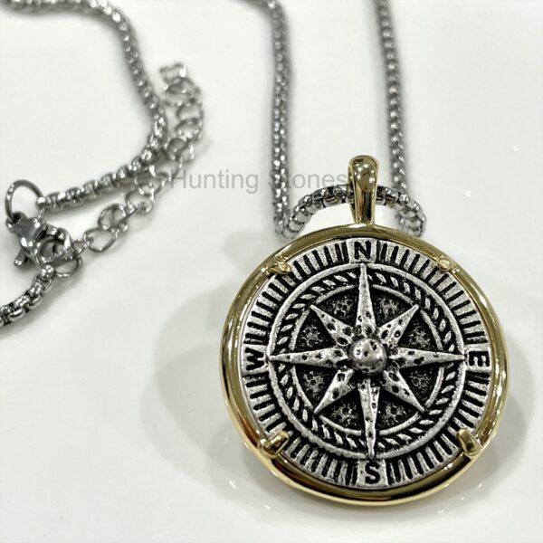 Unisex Compass Coin Necklace
