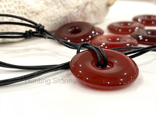 Red Agate Leather Necklace