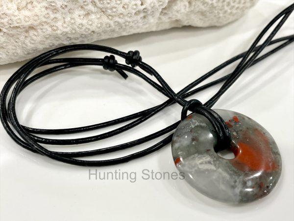 African Bloodstone Leather Necklace