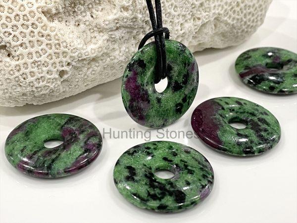 Unisex Natural Ruby in Zoisite Gemstone Necklace