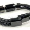 Men's Black Agate and Braided Genuine Leather Bracelet - Unisex