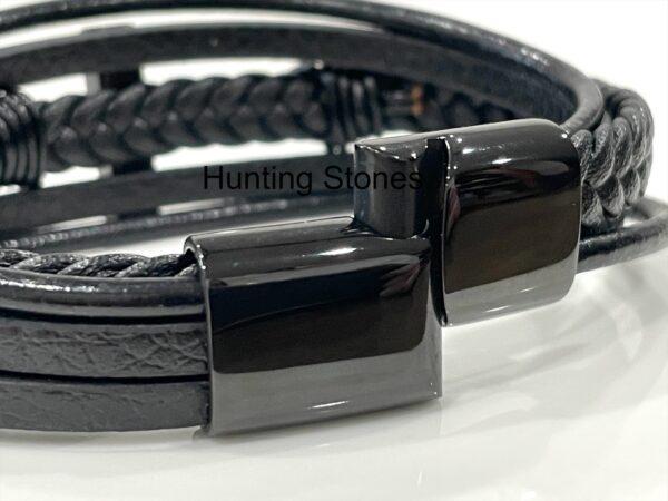 Men's Stainless Steel Cross and  Genuine Leather Bracelet - Unisex