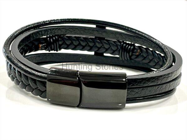 Men's Stainless Steel Cross and  Genuine Leather Bracelet - Unisex