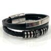 Men's Stainless Steel and  Genuine Leather Braided Bracelet - Unisex