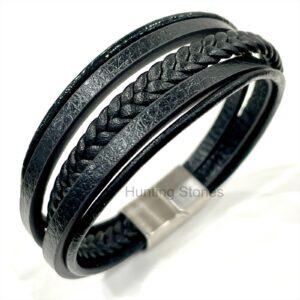 Men's Genuine Leather and Stainless Steel Bracelet - Unisex