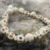 Unisex Natural Howlite Ivory Skull bracelet
