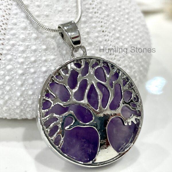 Amethyst Tree of Life Natural Crystal Necklace