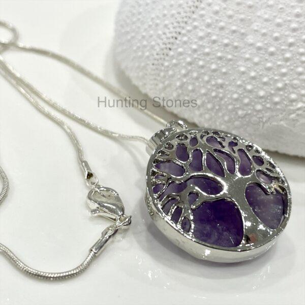 Amethyst Tree of Life Natural Crystal Necklace