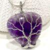 Amethyst Tree of Life Heart Natural Crystal Necklace